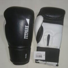 FITPARK guantes de boxeo de cuero negro/blanco